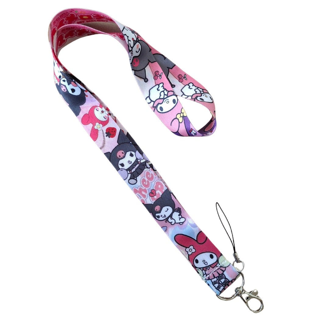 Anime Sanrio Hello Kitty Kuromi and My Melody Neck Strap Pink One Size Lanyard