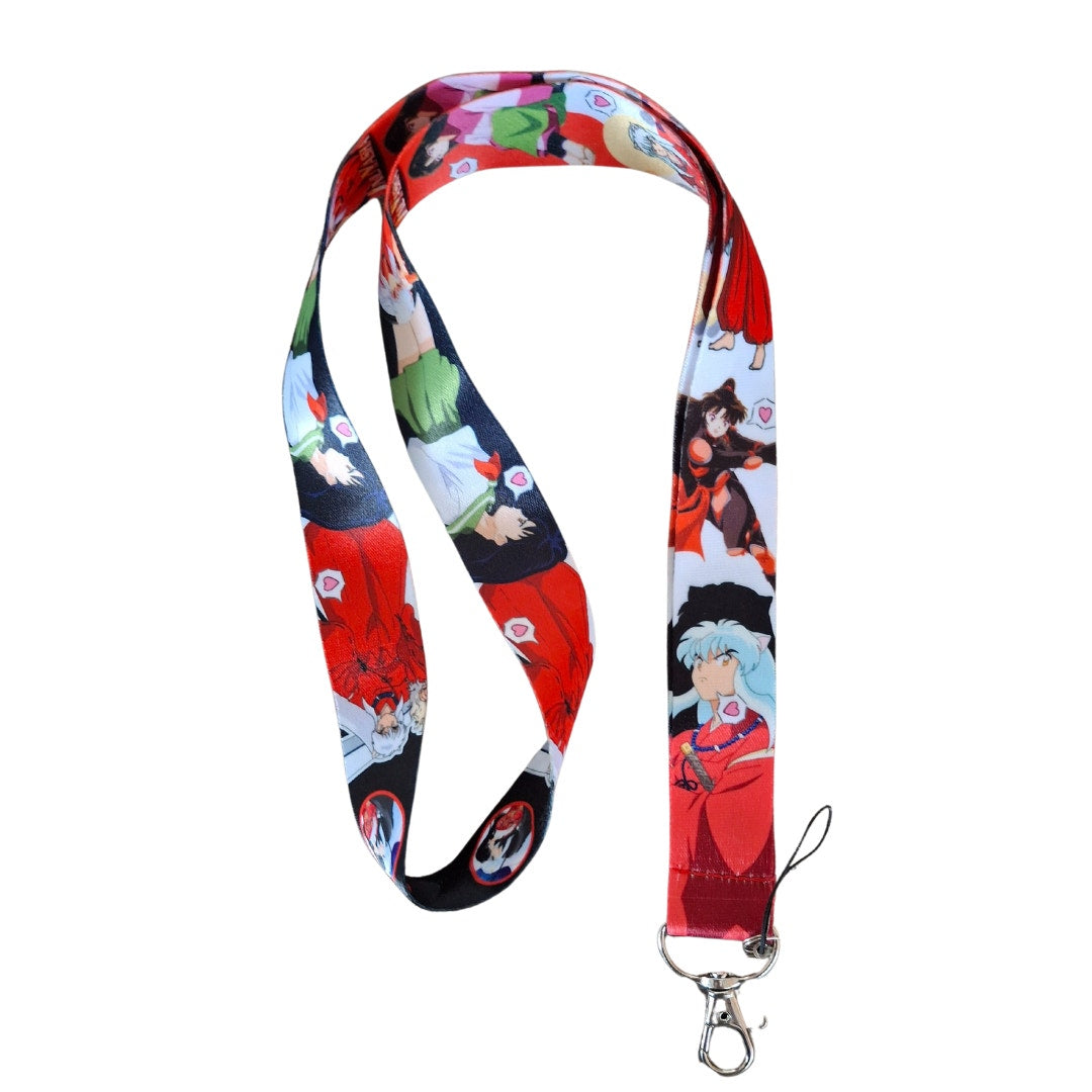 Best Japanese Anime Inuyasha Cell Phone Holder Lanyard with Metal Clip Red