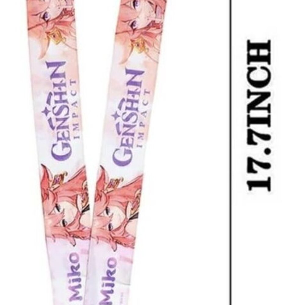 Popular Video Game Genshin Impact Traveler Cream Lanyard and Metal Clip Measure