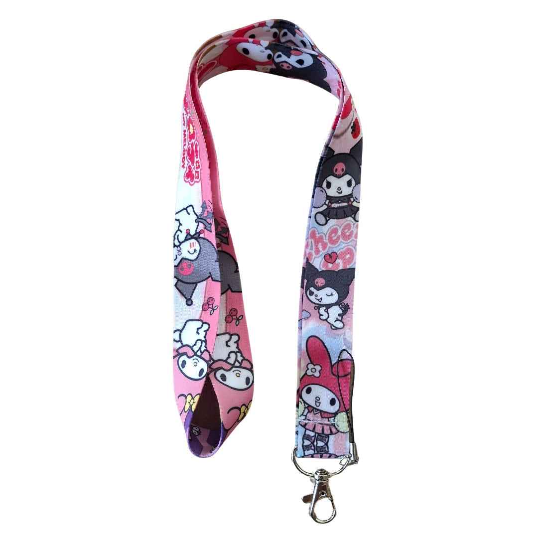 Anime Sanrio Hello Kitty Kuromi and My Melody Neck Strap Pink One Size Lanyard