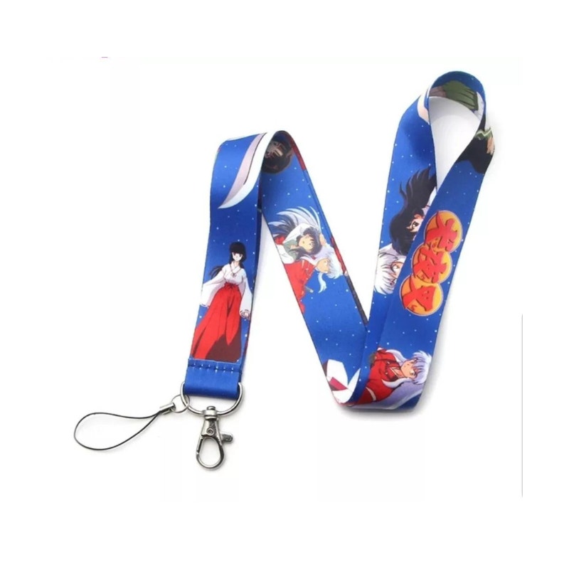 Best Japanese Anime Inuyasha Cell Phone Holder Lanyard with Metal Clip Blue