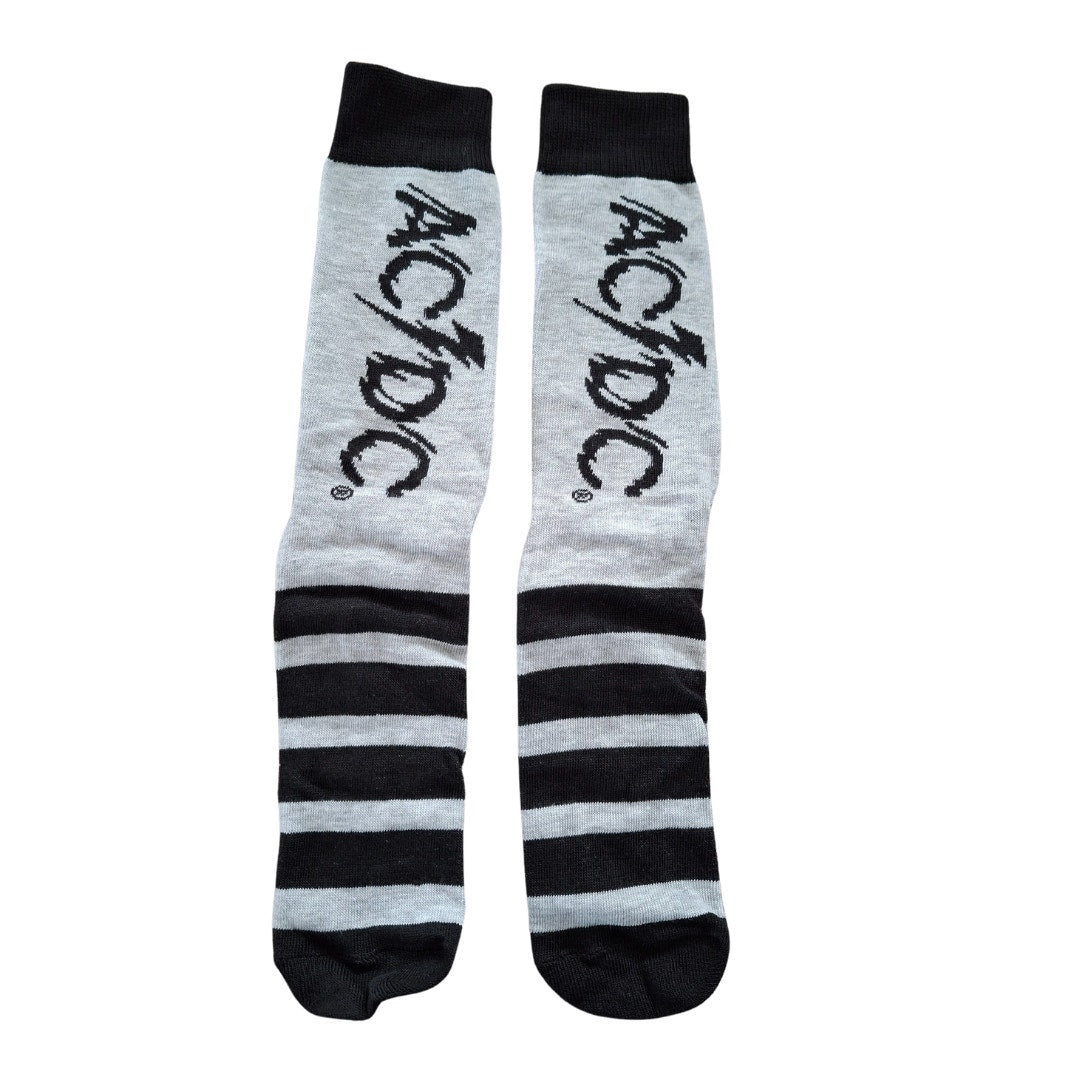 Classic Rockband ACDC Gray and Black  Size 6/5-11 (Fabric Socks Unisex)