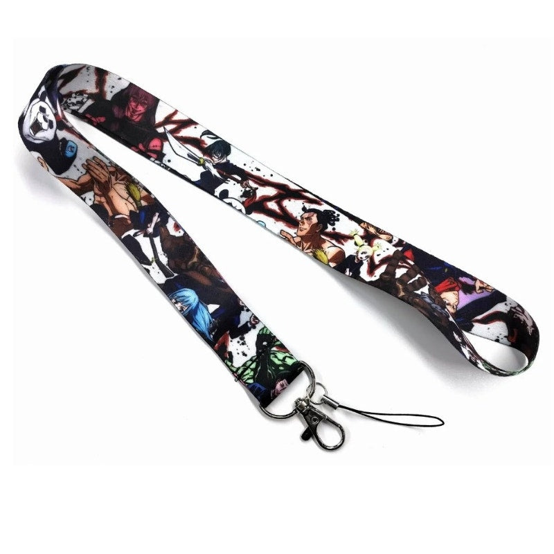 Japanese Anime Jujutsu Kaisen Neck Lanyard White Fabric With Holder Clip Unisex