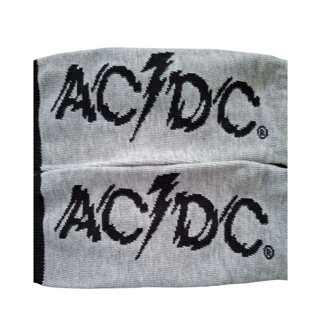 Classic Rockband ACDC Gray and Black  Size 6/5-11 (Fabric Socks Unisex)