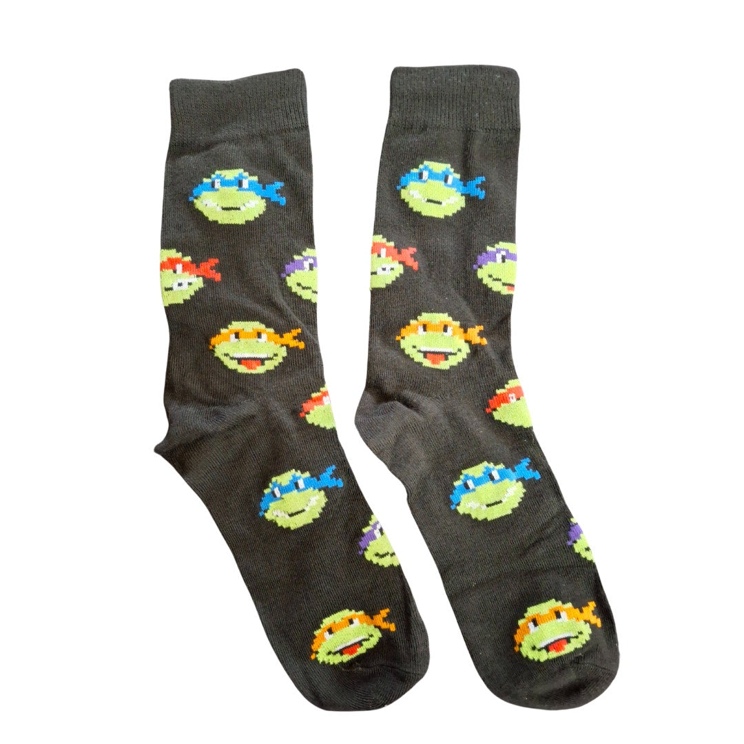 Animated Teenage Mutant Ninja Turtles Black Size 6/5-11 (Fabric Sock Unisex)