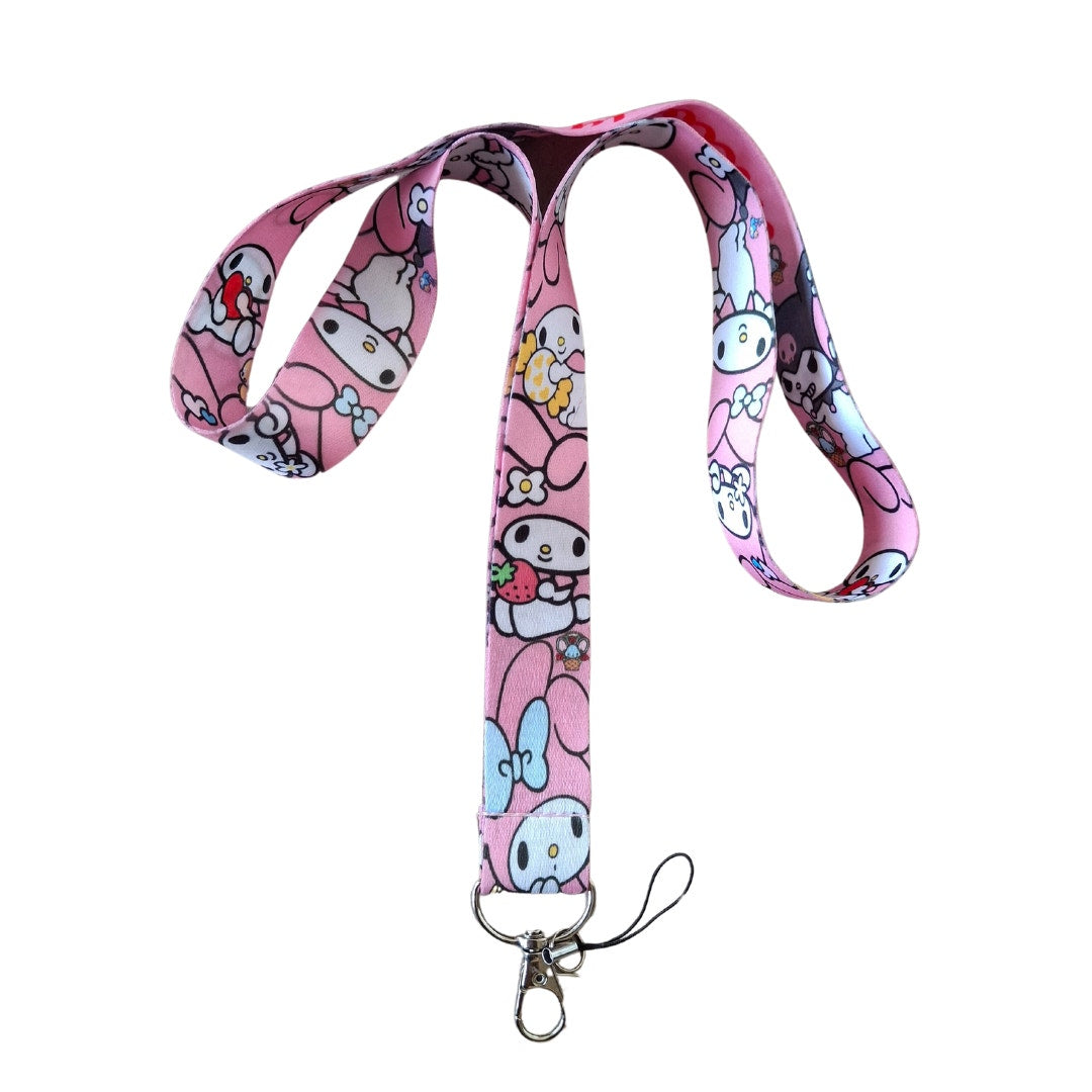 Anime Sanrio Hello Kitty Kuromi and My Melody Neck Strap Pink One Size Lanyard A