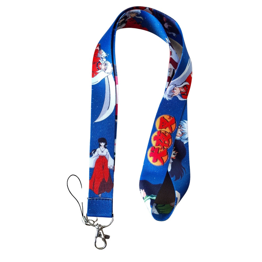 Best Japanese Anime Inuyasha Cell Phone Holder Lanyard with Metal Clip Blue