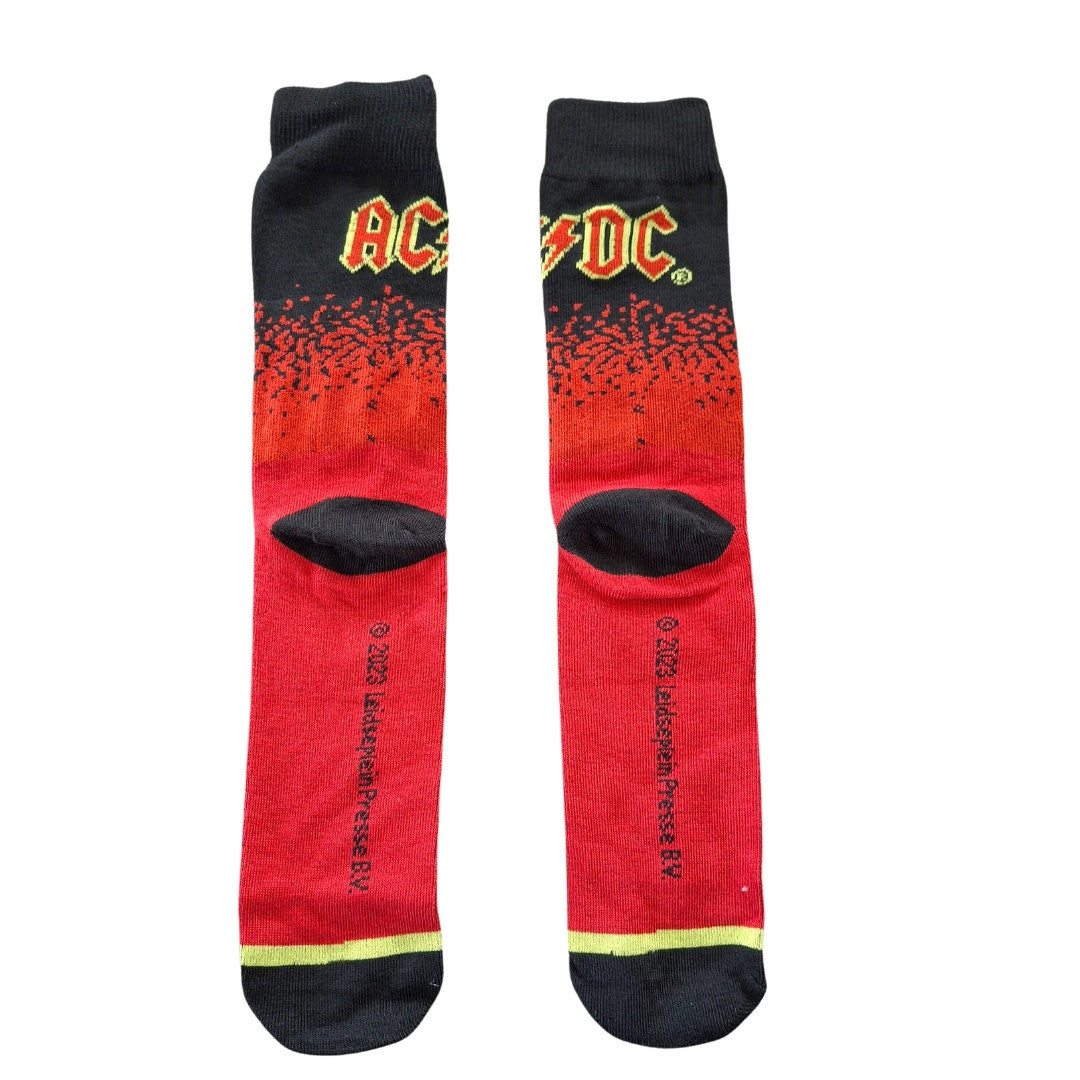 Classic Rockband ACDC Red and Black  Size 6/5-11 (Fabric Socks Unisex)