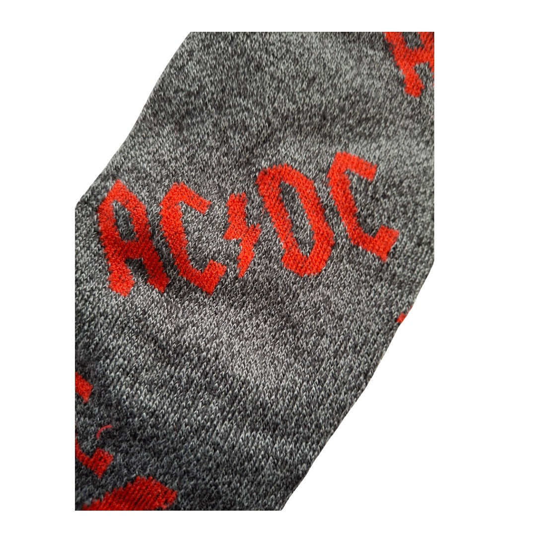 Classic Rockband ACDC Red and Gray Size 6/5-11 (Fabric Socks Unisex)