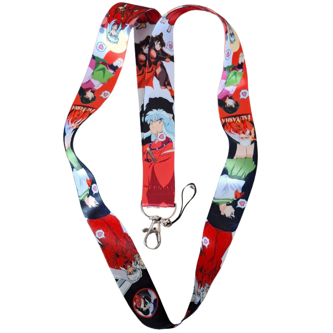 Best Japanese Anime Inuyasha Cell Phone Holder Lanyard with Metal Clip Red