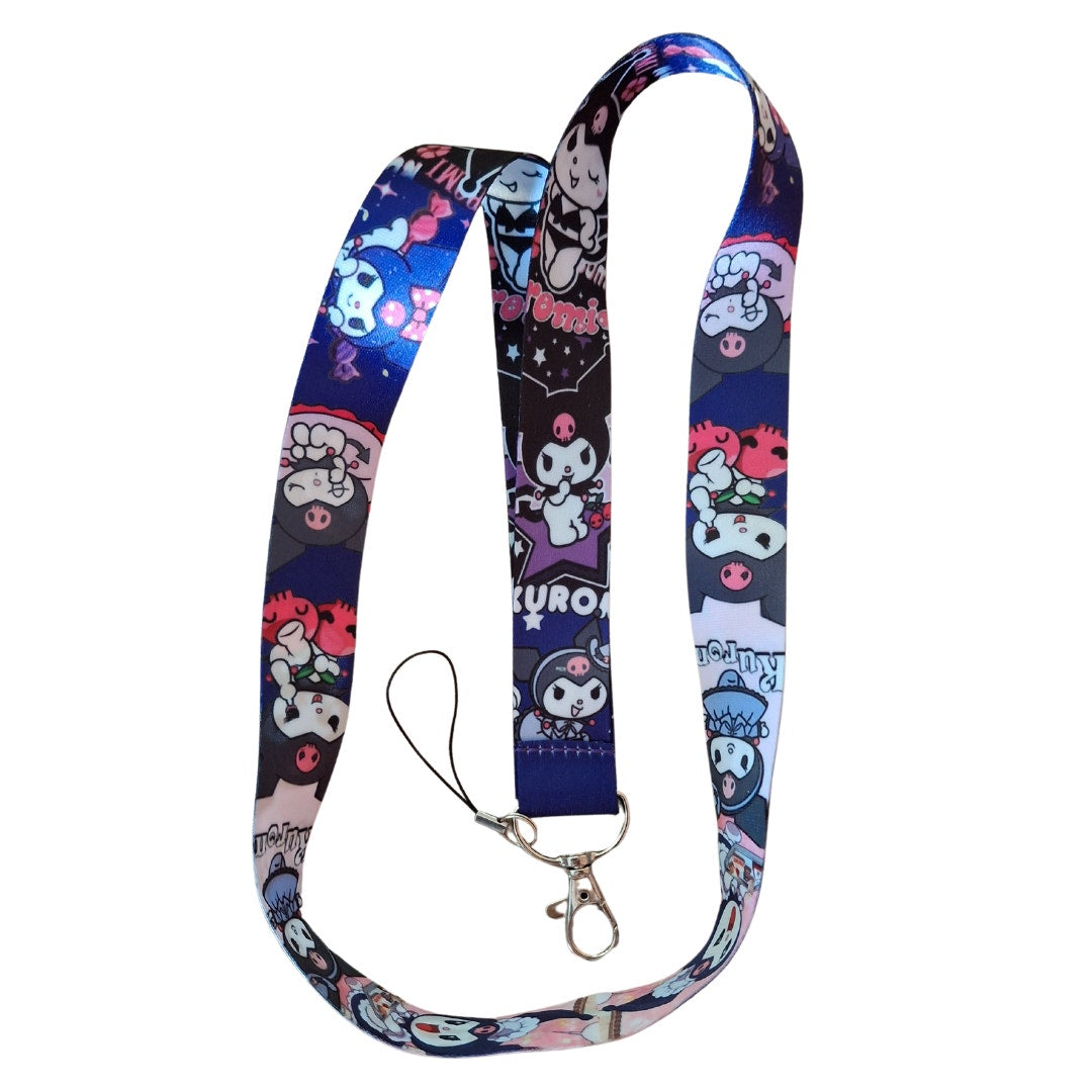 Anime Sanrio Hello Kitty Kuromi and My Melody Neck Strap Purple One Size Lanyard
