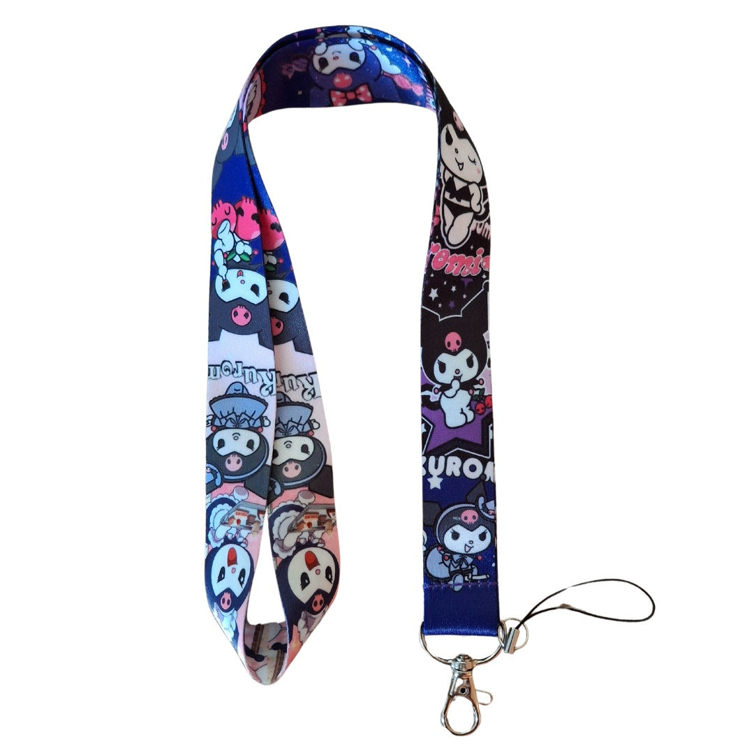 Anime Sanrio Hello Kitty Kuromi and My Melody Neck Strap Purple One Size Lanyard