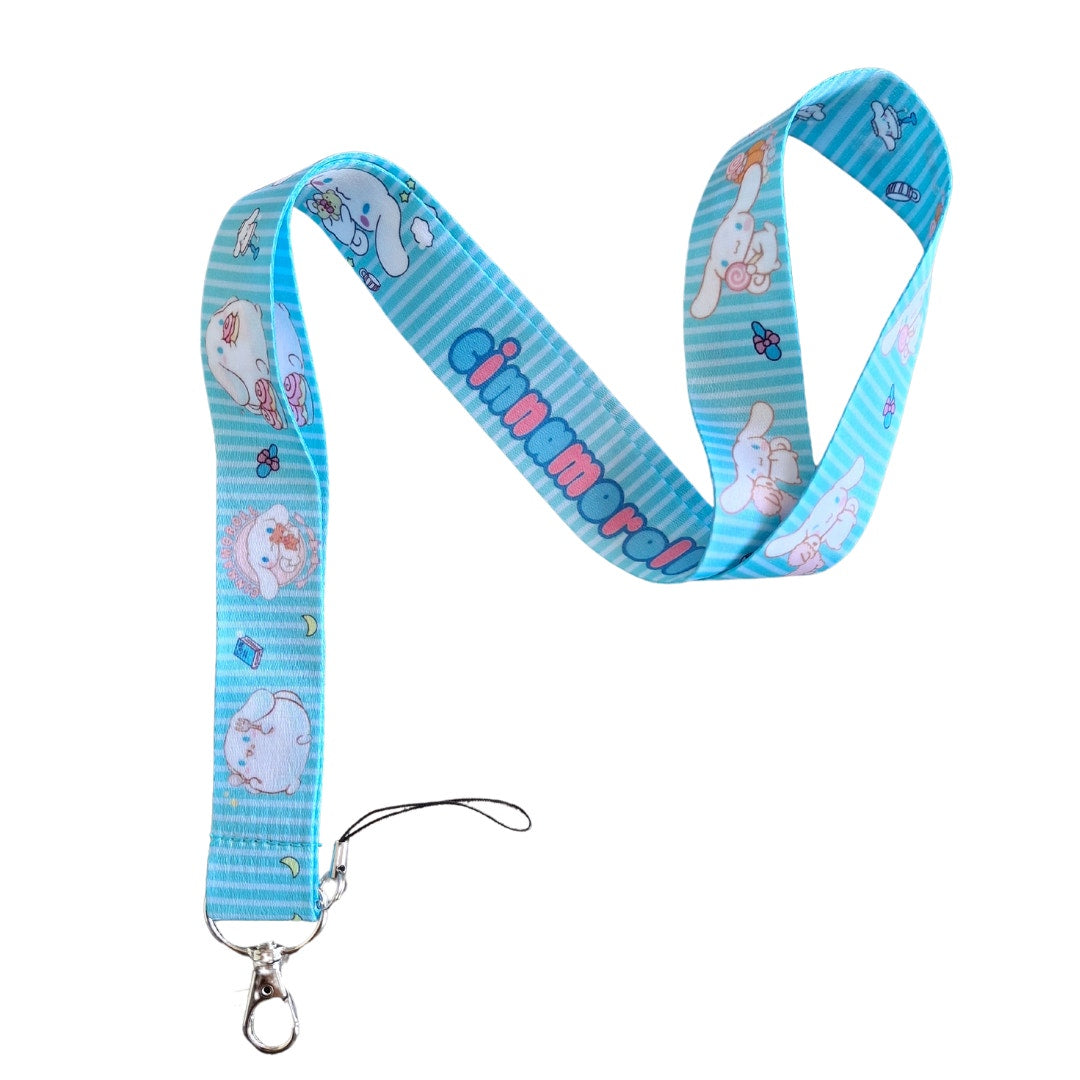Anime Sanrio Hello Kitty Cinnamonroll Neck Strap Blue Fabric One Size Lanyard