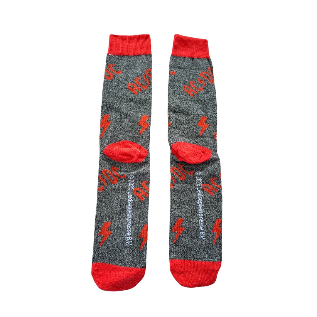 Classic Rockband ACDC Red and Gray Size 6/5-11 (Fabric Socks Unisex)