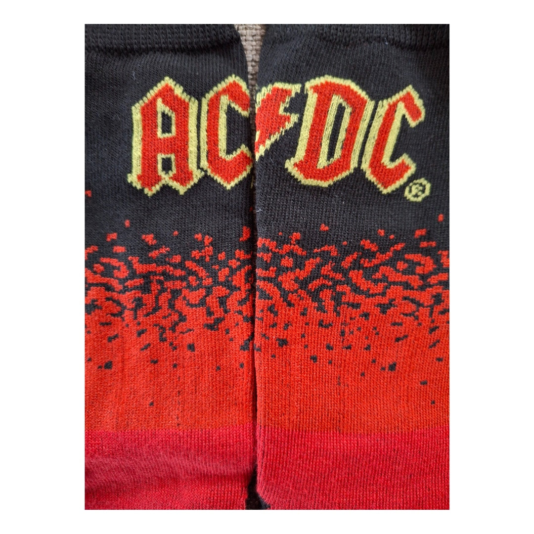 Classic Rockband ACDC Red and Black  Size 6/5-11 (Fabric Socks Unisex)