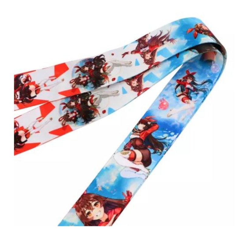 Popular Video Game Genshin Impact Amber Neck Lanyard Red & Blue One Size Unisex
