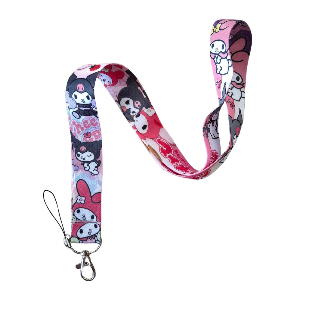 Anime Sanrio Hello Kitty Kuromi and My Melody Neck Strap Pink One Size Lanyard