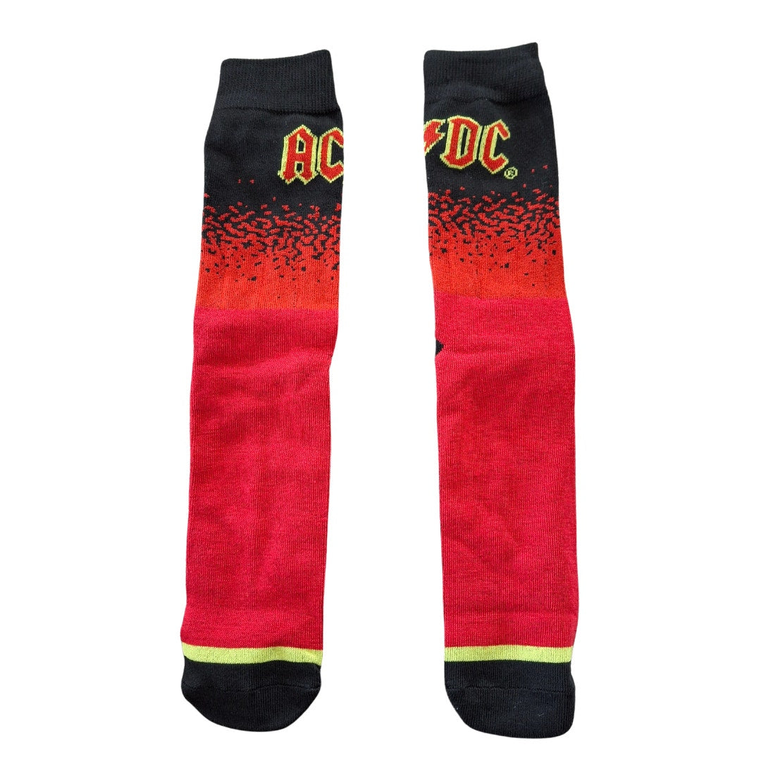 Classic Rockband ACDC Red and Black  Size 6/5-11 (Fabric Socks Unisex)