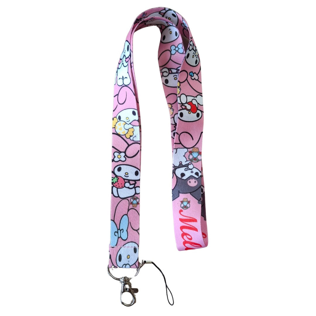 Anime Sanrio Hello Kitty Kuromi and My Melody Neck Strap Pink One Size Lanyard A