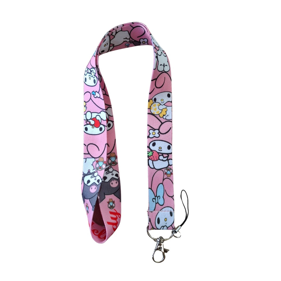 Anime Sanrio Hello Kitty Kuromi and My Melody Neck Strap Pink One Size Lanyard A