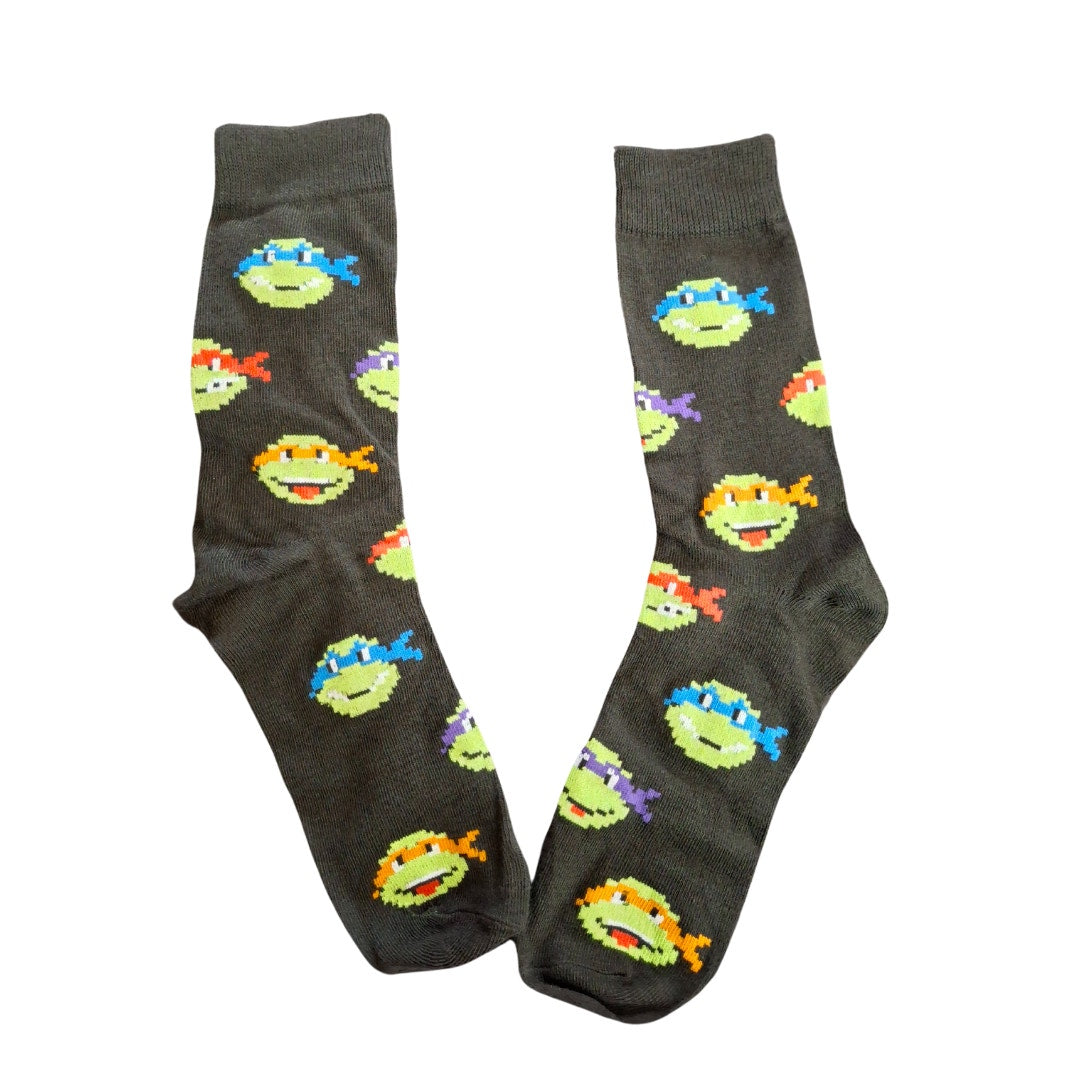 Animated Teenage Mutant Ninja Turtles Black Size 6/5-11 (Fabric Sock Unisex)