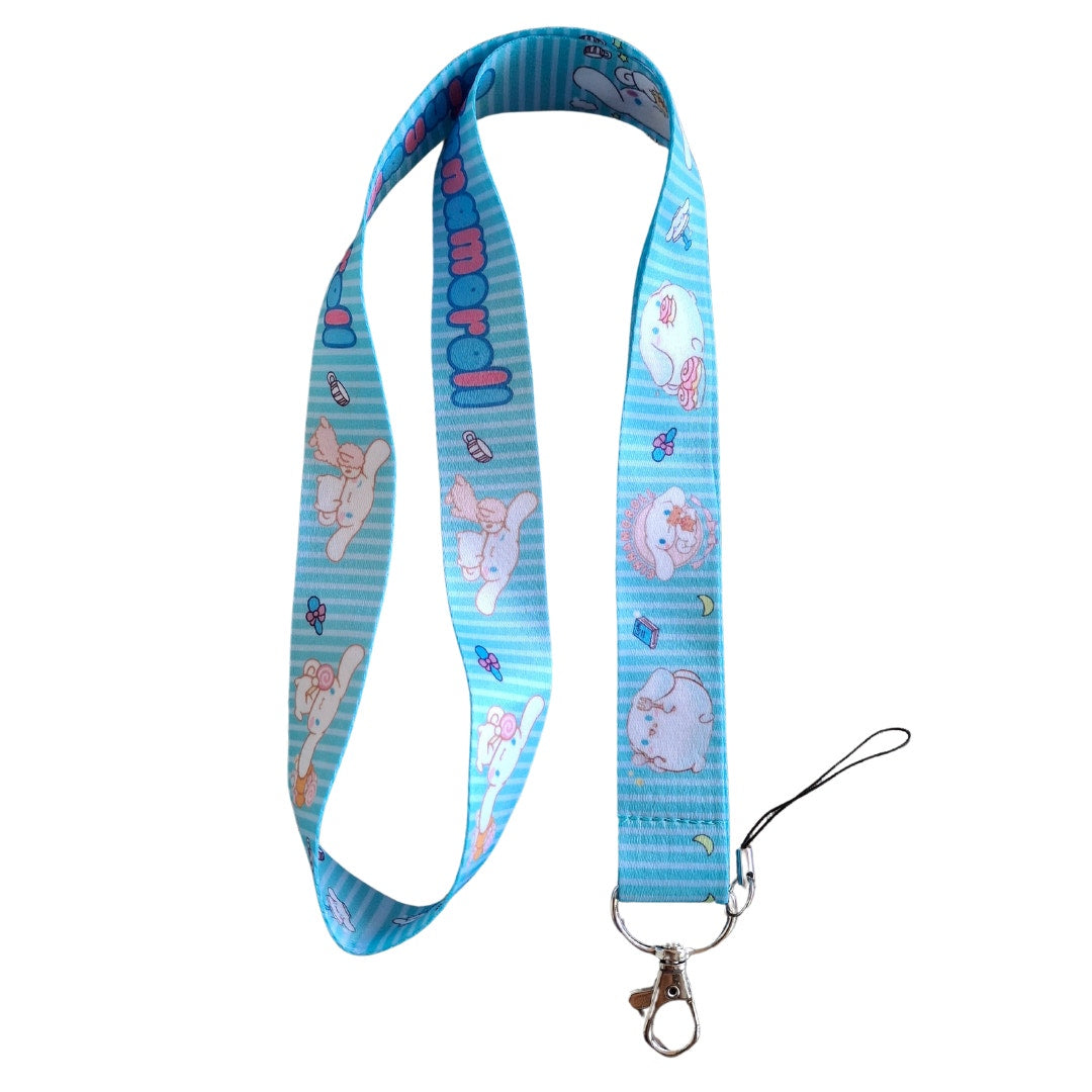 Anime Sanrio Hello Kitty Cinnamonroll Neck Strap Blue Fabric One Size Lanyard