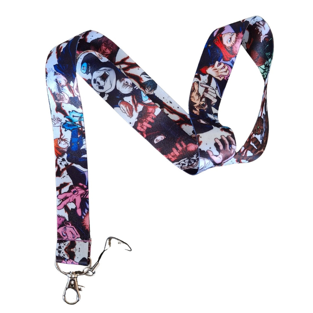 Japanese Anime Jujutsu Kaisen Neck Lanyard White Fabric With Holder Clip Unisex