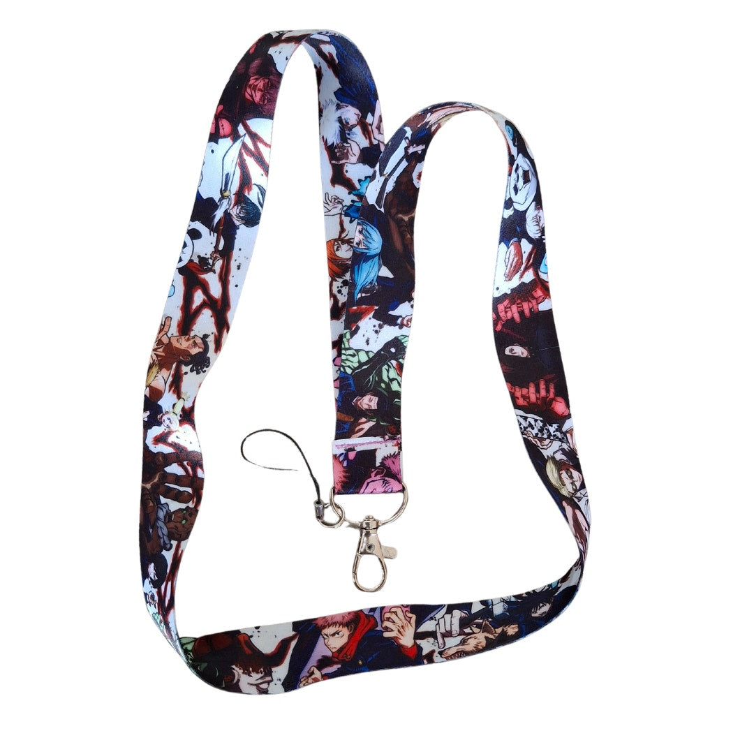 Japanese Anime Jujutsu Kaisen Neck Lanyard White Fabric With Holder Clip Unisex
