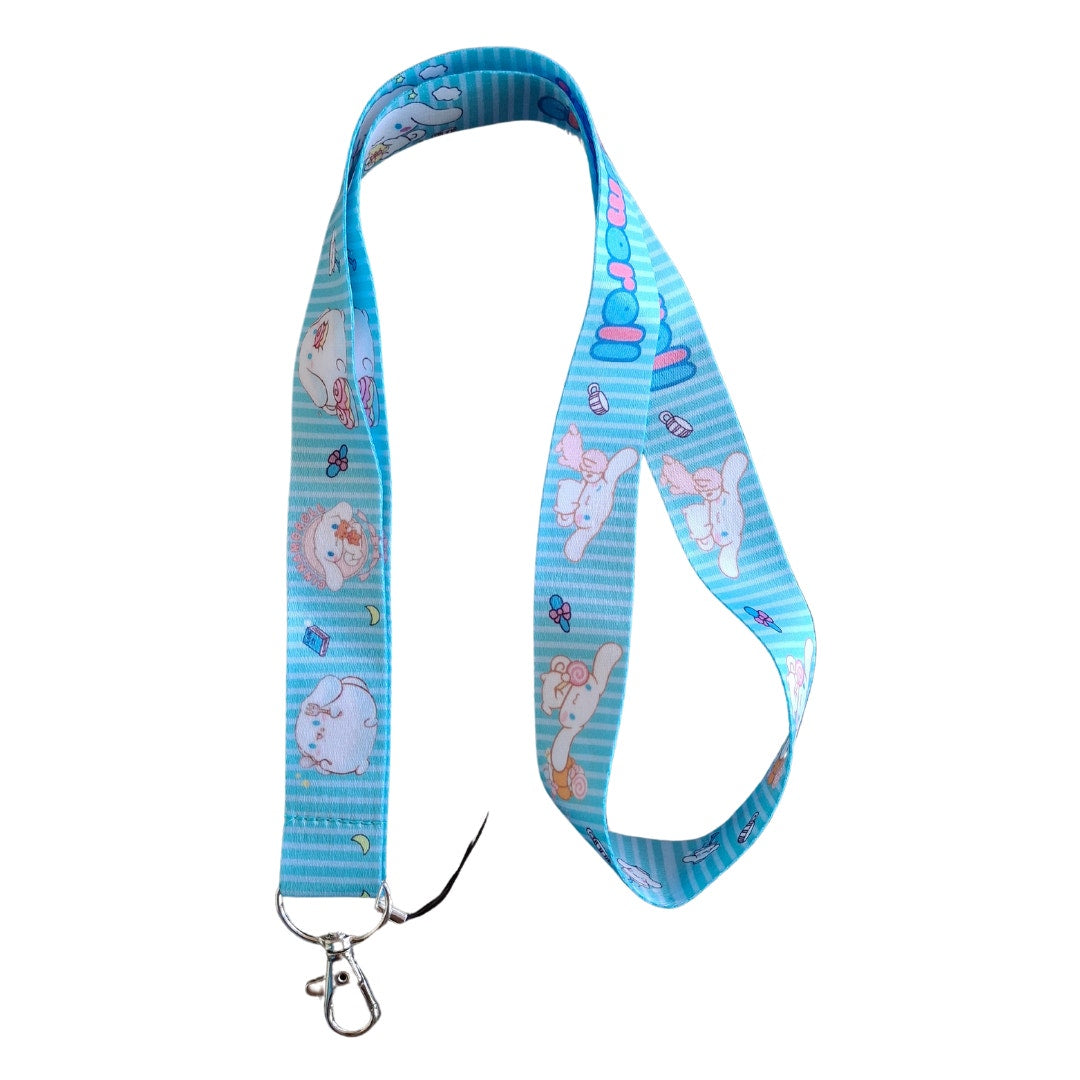 Anime Sanrio Hello Kitty Cinnamonroll Neck Strap Blue Fabric One Size Lanyard