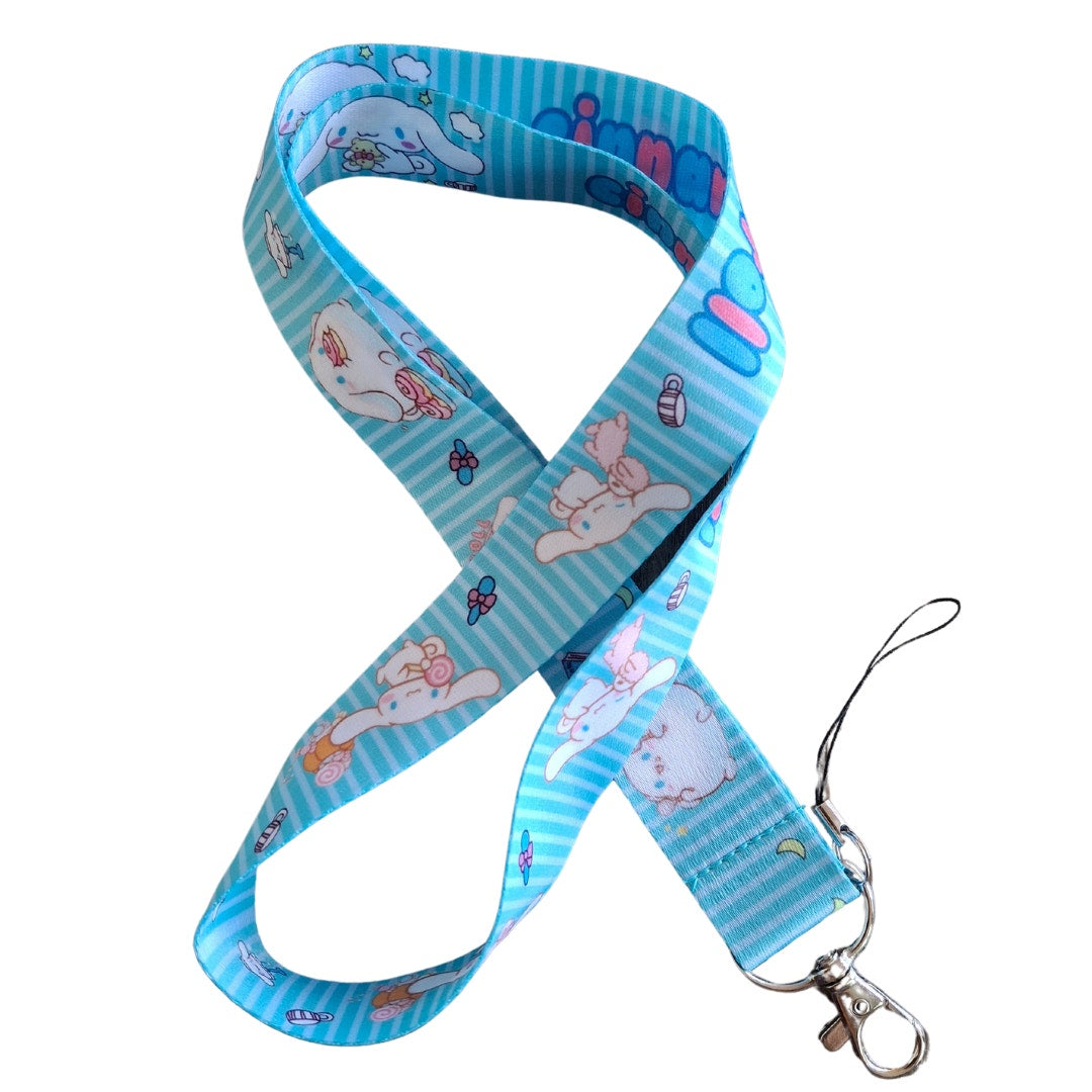 Anime Sanrio Hello Kitty Cinnamonroll Neck Strap Blue Fabric One Size Lanyard