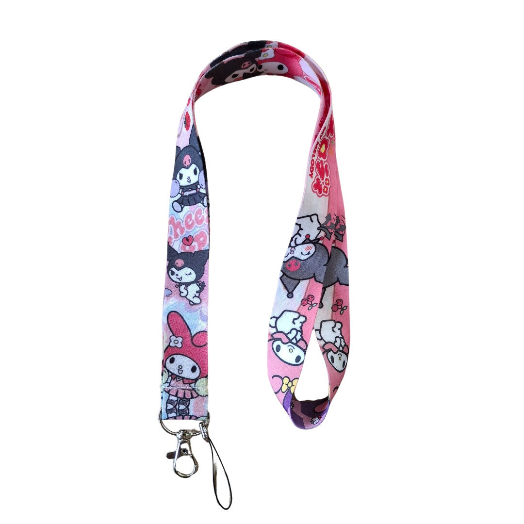 Anime Sanrio Hello Kitty Kuromi and My Melody Neck Strap Pink One Size Lanyard