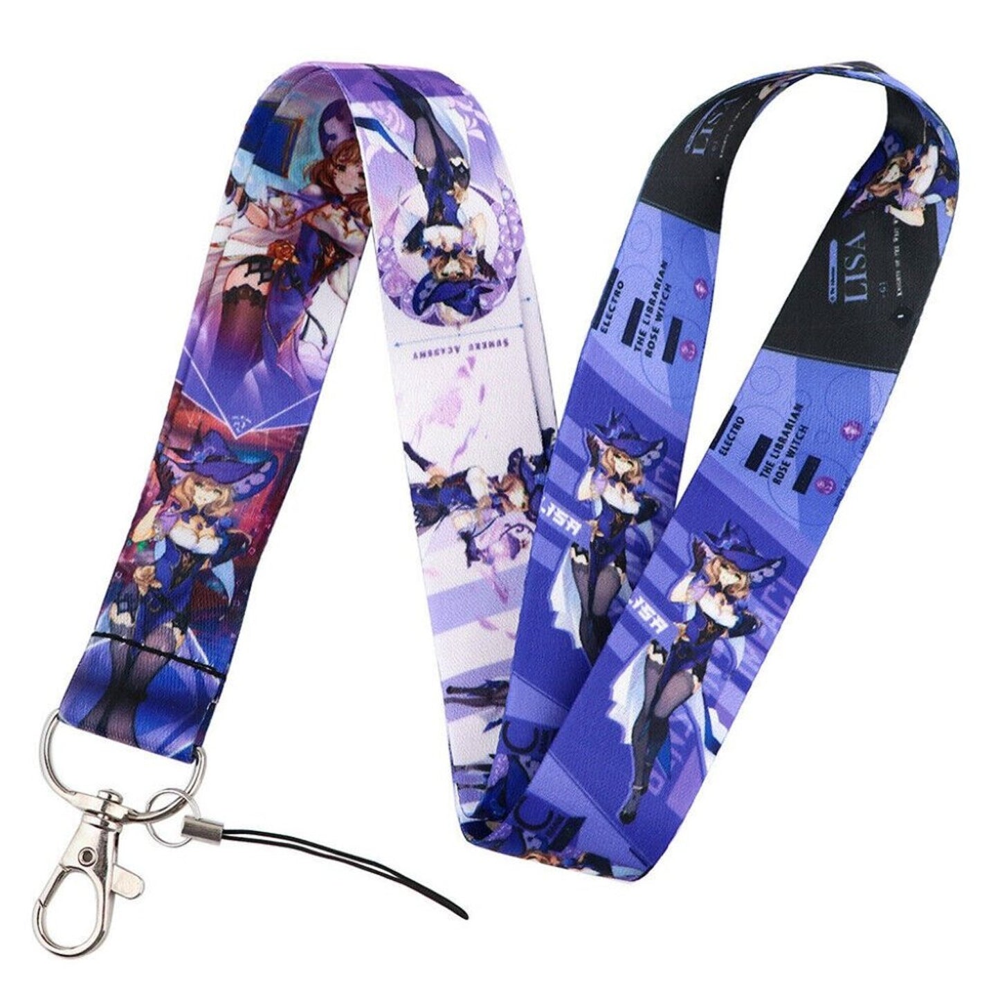 Popular Video Game Genshin Impact The Librarian Rose Witch Purple Lanyard & Clip