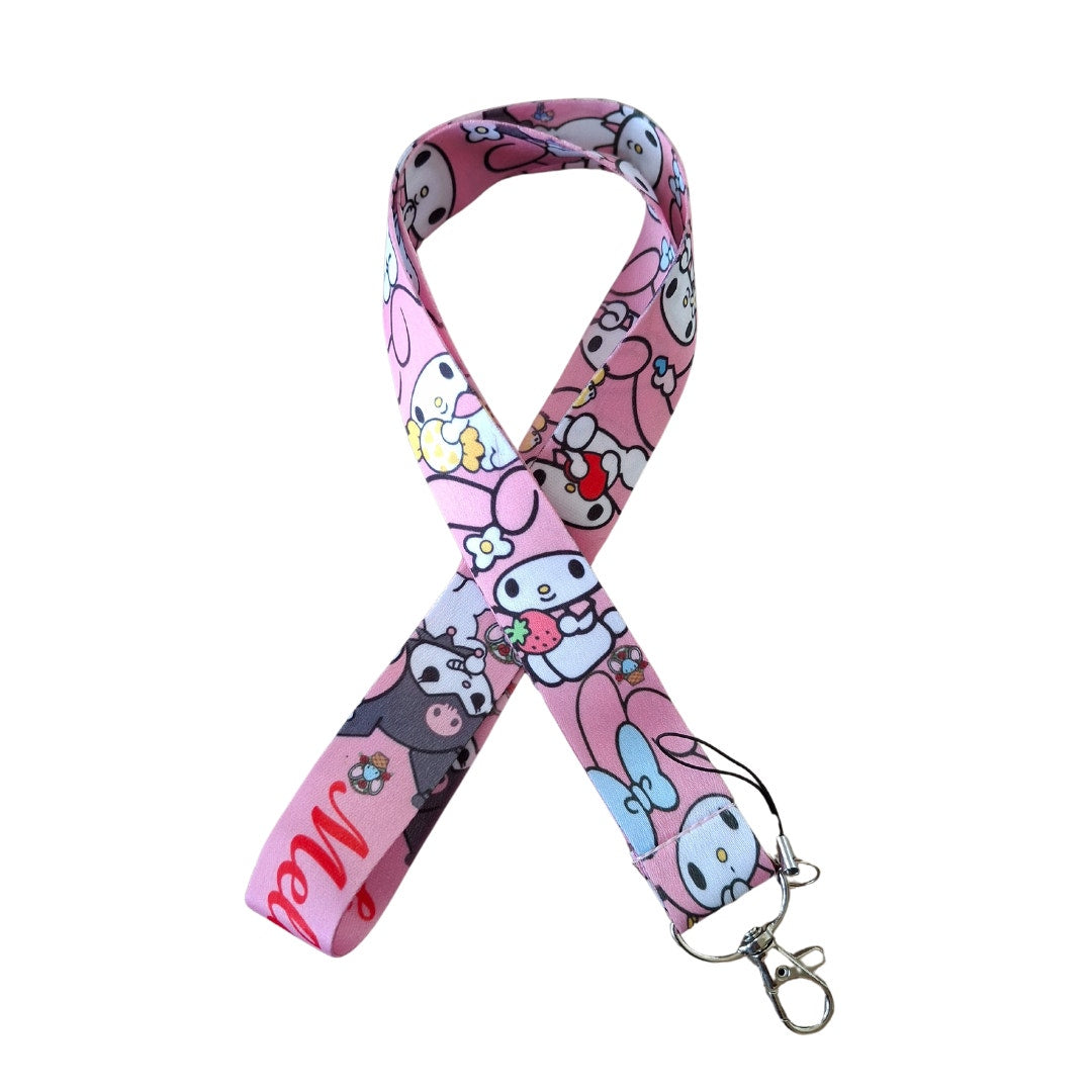 Anime Sanrio Hello Kitty Kuromi and My Melody Neck Strap Pink One Size Lanyard A