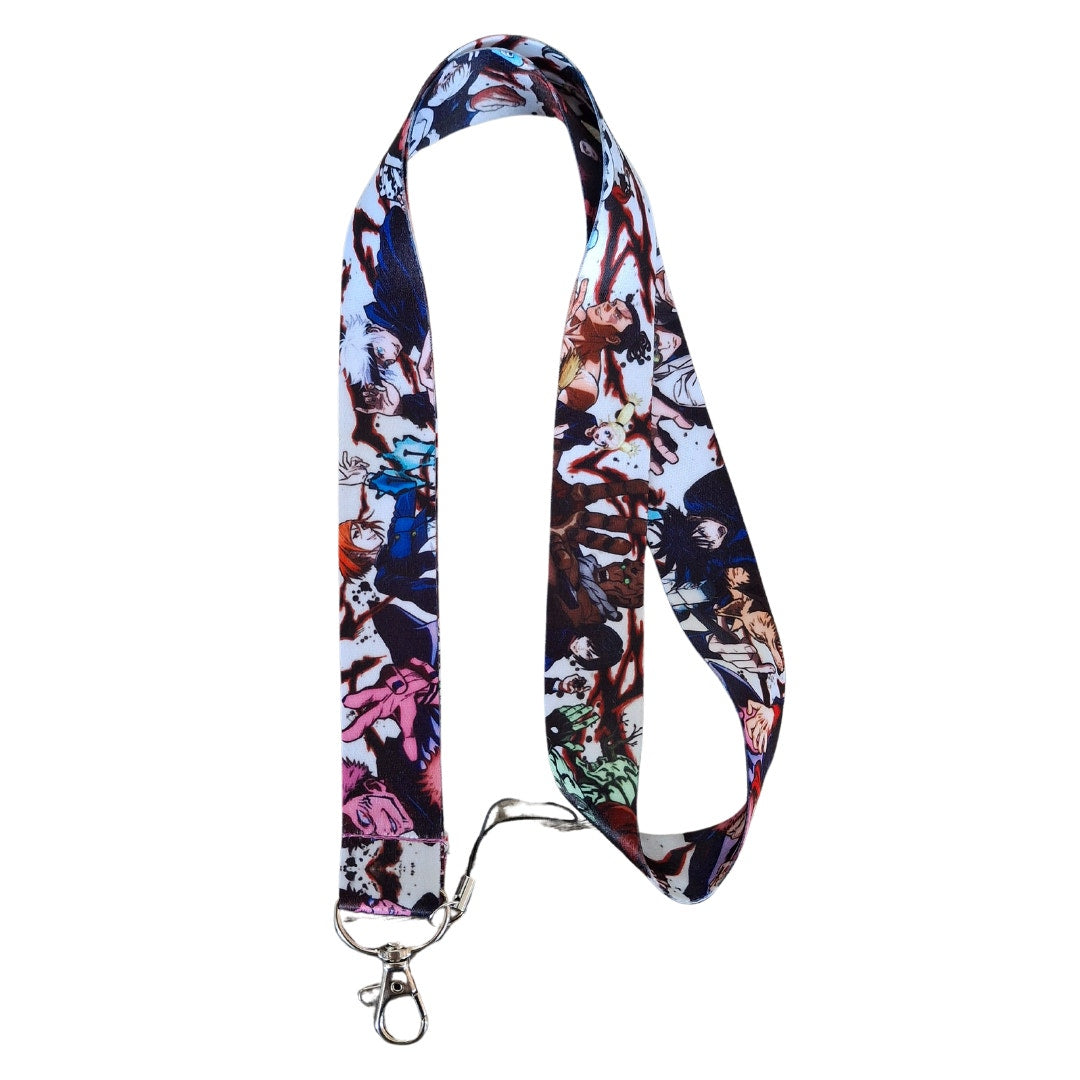Japanese Anime Jujutsu Kaisen Neck Lanyard White Fabric With Holder Clip Unisex