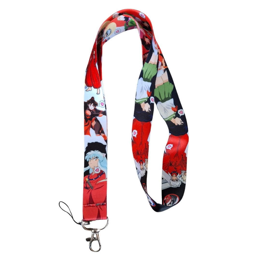 Best Japanese Anime Inuyasha Cell Phone Holder Lanyard with Metal Clip Red