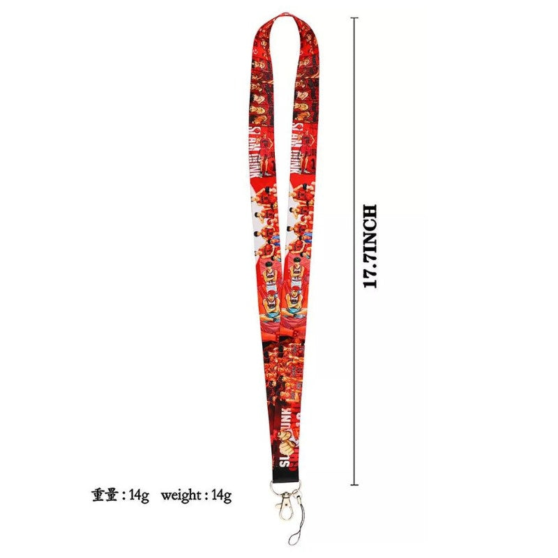 Classic Anime Slamdunk Neck strap Lanyard & Clip Red Fabric One Size Unisex