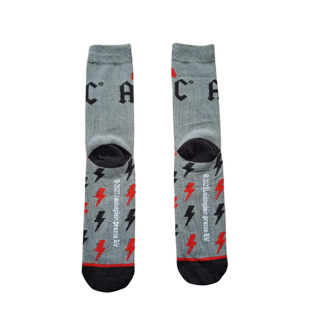 Classic Rockband ACDC Gray and Black  Size 6/5-11 (Fabric Socks Unisex) A