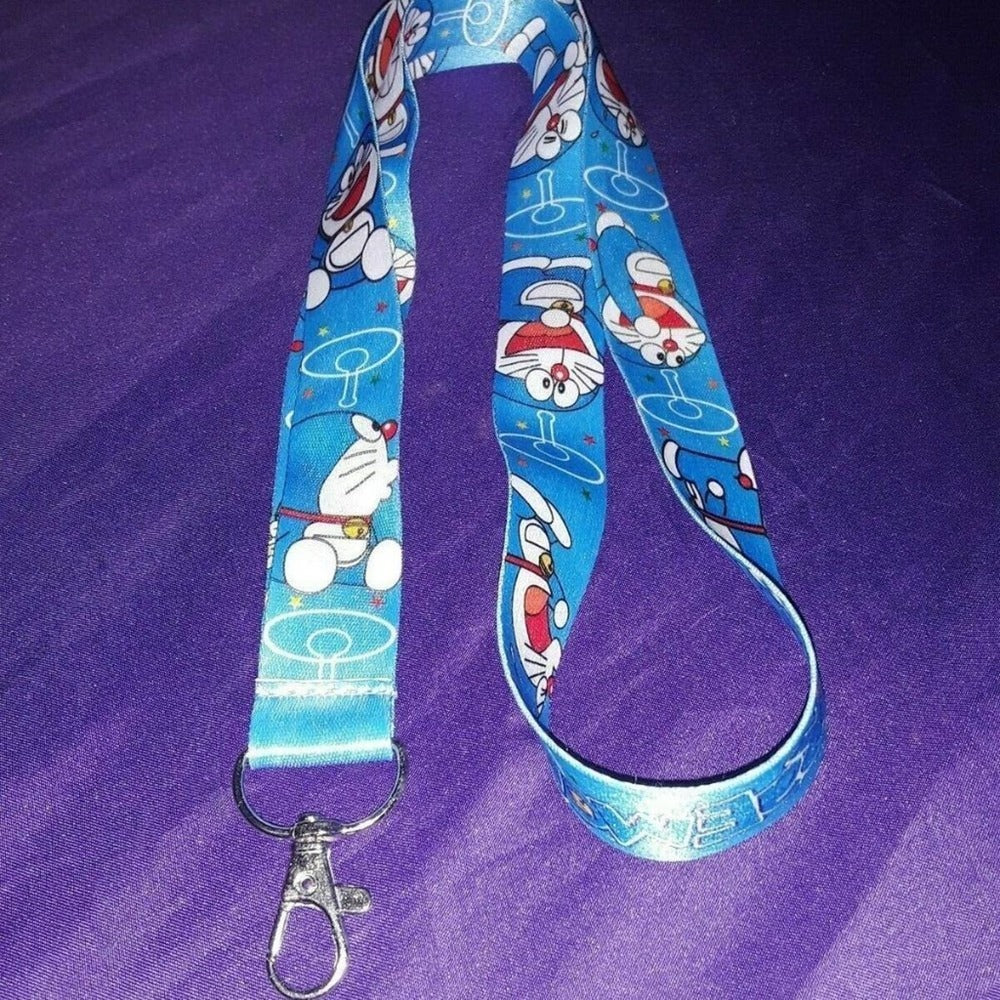 W6. Brand New Classic Japanese Anime Doraemon Blue One Size Lanyard with Clip