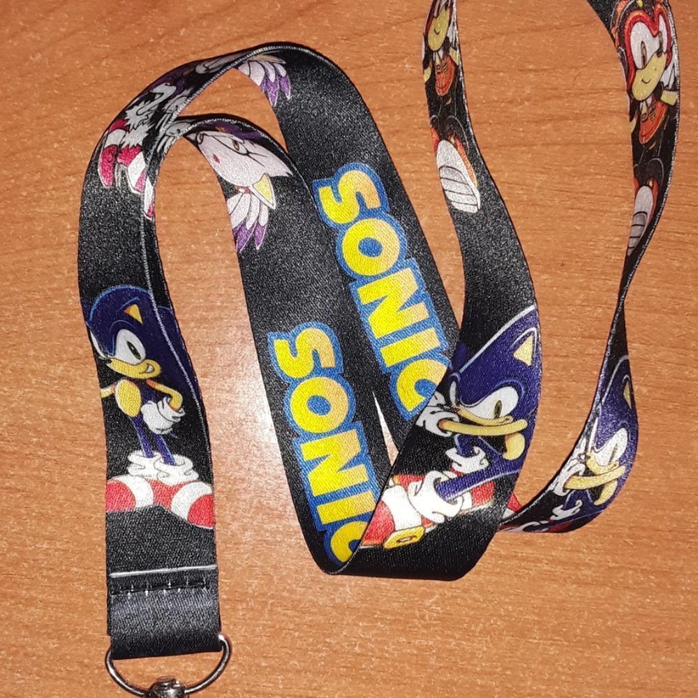 Sonic Hedgehog Characters Black Lanyard