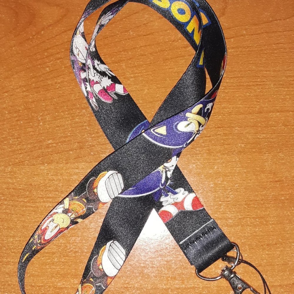 Sonic Hedgehog Characters Black Lanyard
