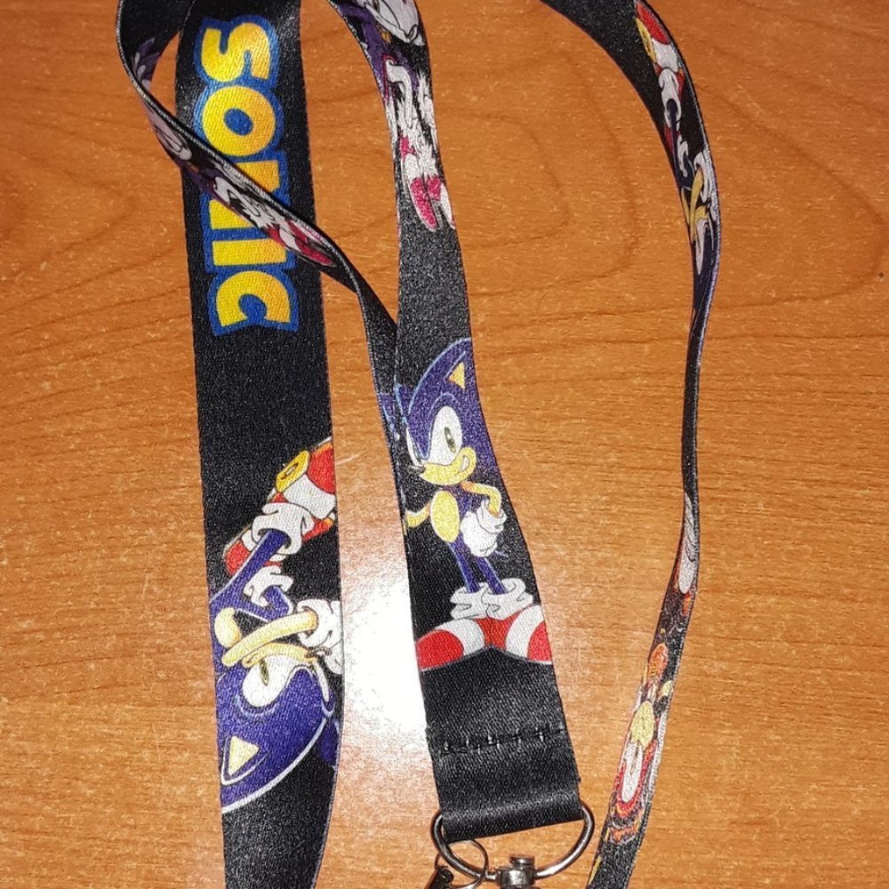Sonic Hedgehog Characters Black Lanyard