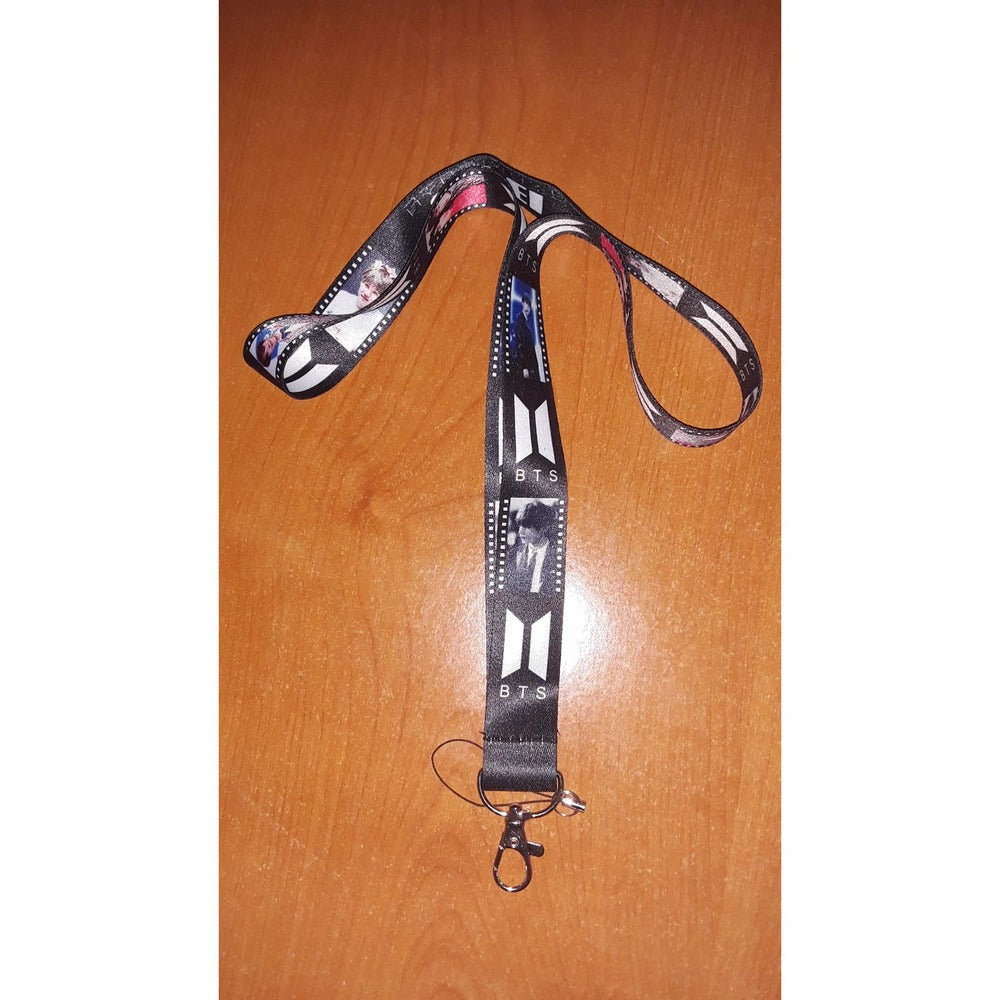 Most Popular Kpop Music Artist Group BTS One Size Black Lanyard with Metal Clip