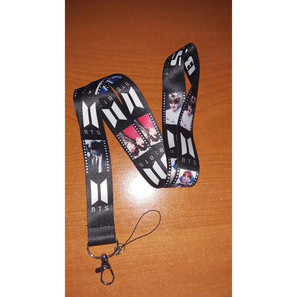 Most Popular Kpop Music Artist Group BTS One Size Black Lanyard with Metal Clip