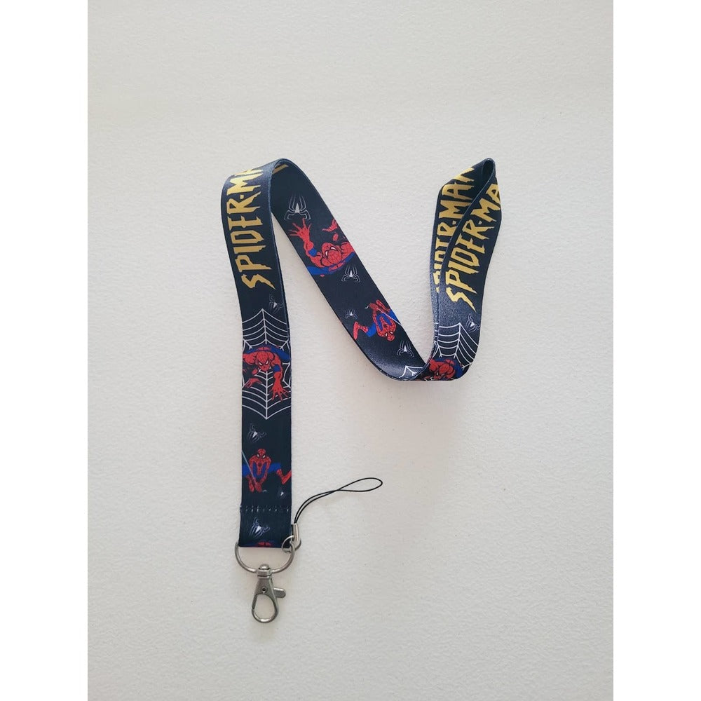 Marvel Universe Spiderman Cell Phone Holder Black Lanyard with ID Badge Clip