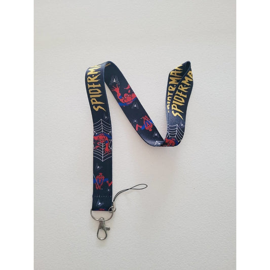 Marvel Universe Spiderman Cell Phone Holder Black Lanyard with ID Badge Clip