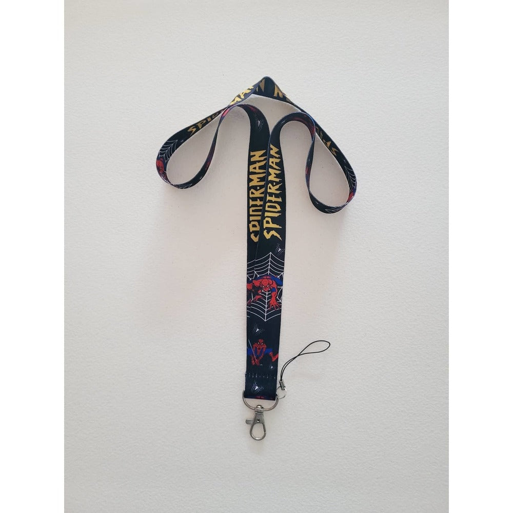 Marvel Universe Spiderman Cell Phone Holder Black Lanyard with ID Badge Clip