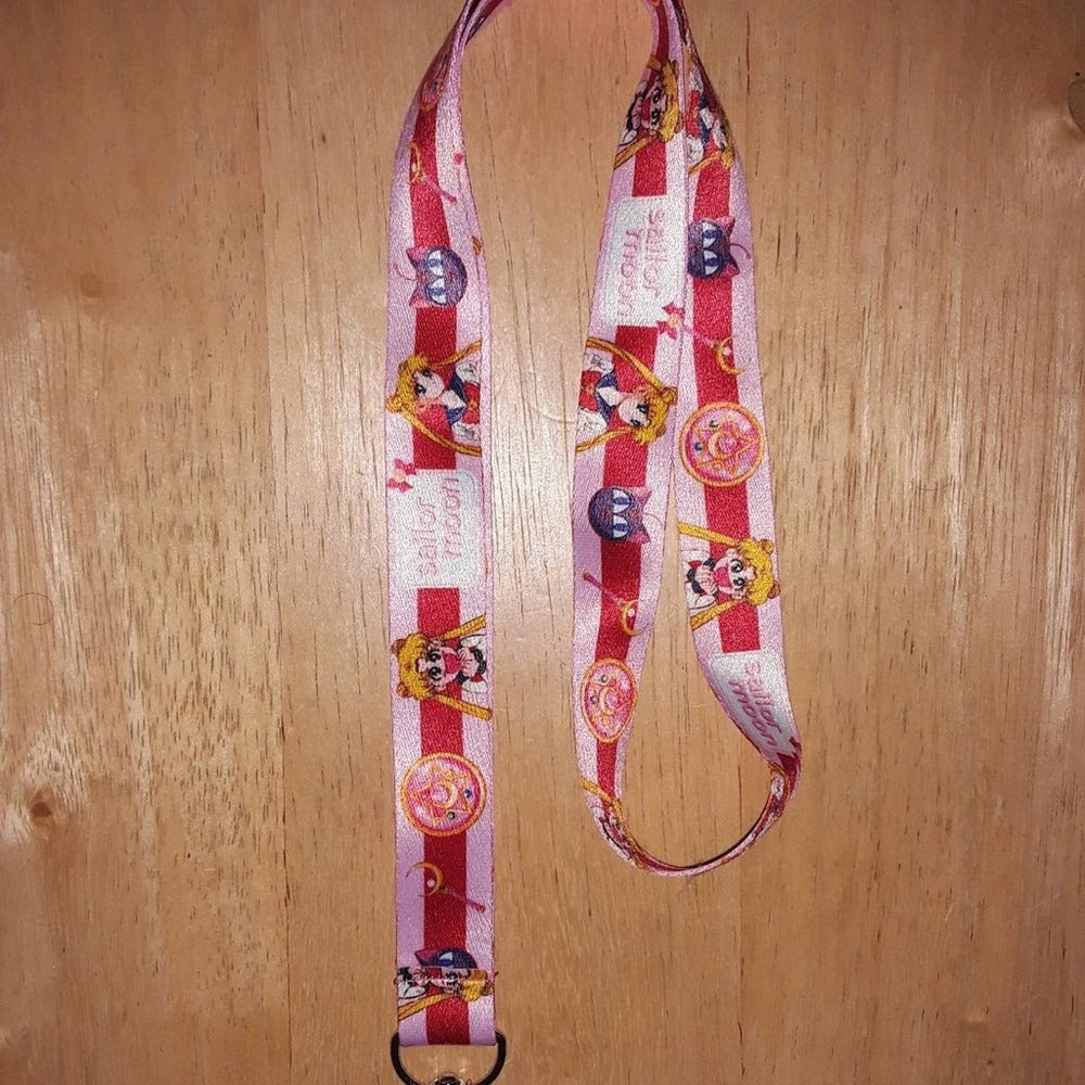 Classic Japanese Anime Sailor Moon Pink Lanyard with Metal Clip A