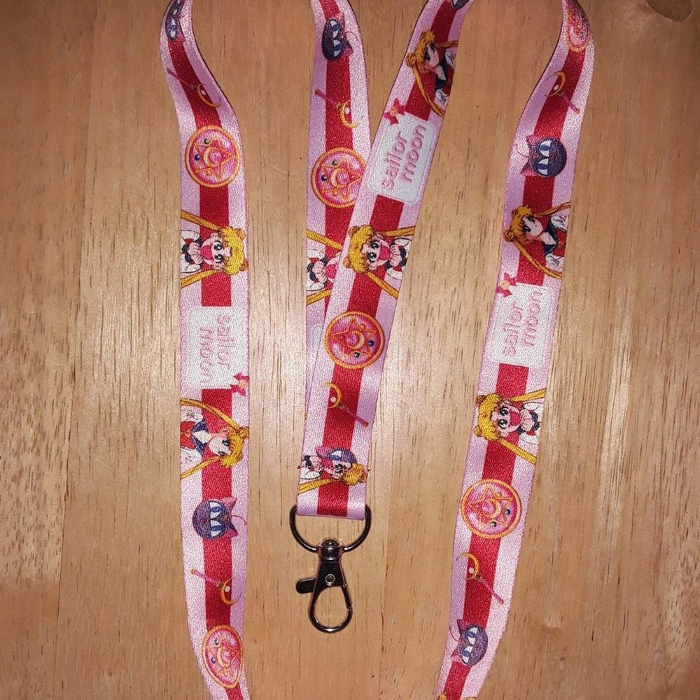 Classic Japanese Anime Sailor Moon Pink Lanyard with Metal Clip A