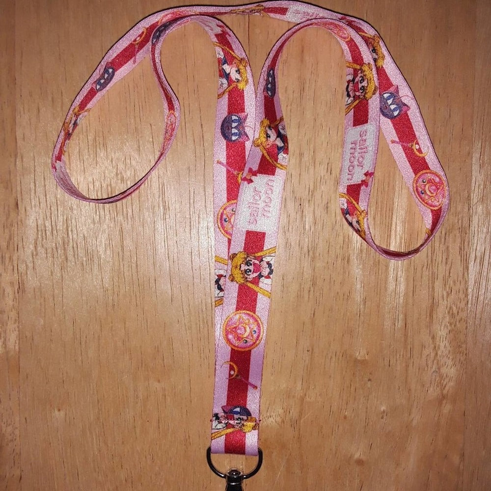 Classic Japanese Anime Sailor Moon Pink Lanyard with Metal Clip A