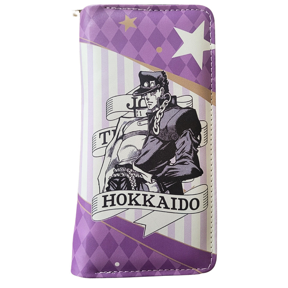 Japanese Anime Jojo's Bizarre Adventure Jotaro Rectangular Purse Purple Wallet